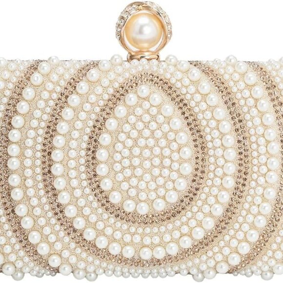 Teardrop Pearl Rhinestone Handbag - Luxurious Evening Bridal Purse 7.48 x 3.94 - Picture 8 of 8
